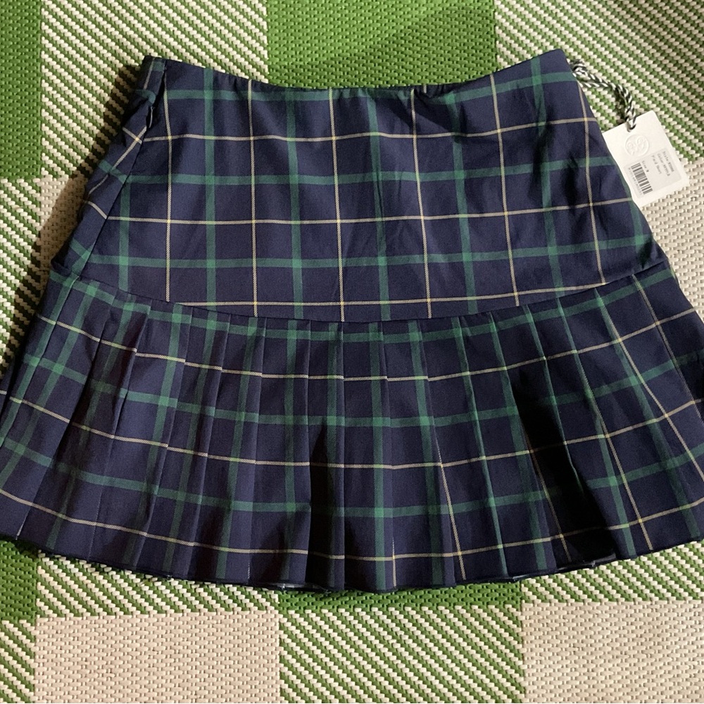 NWT Renwick Blue Plaid Pleated Performance Golf Skort Size M so cute :)